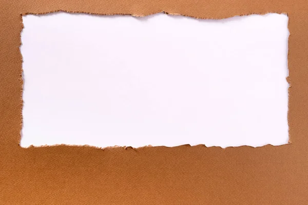 Torn Brown Paper Frame White Background — Stock Photo, Image