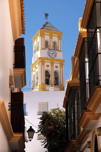 Marbella old town church bell tower — Stock Photo, Image