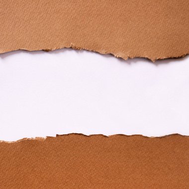 Kahverengi kağıt şerit üstbilgi arka plan çerçeve dikey üst kenarı yırtılmış