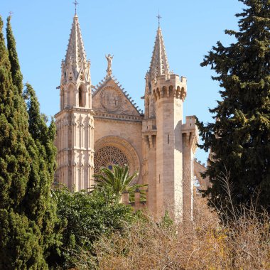 Palma Mallorca katedral Santa Maria La Seu Önden Görünüm gül pencere
