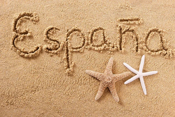 Spain espana summer beach writing message — Stock Photo, Image