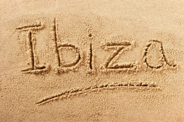 Летний пляж Ибица пишет сообщение — стоковое фото