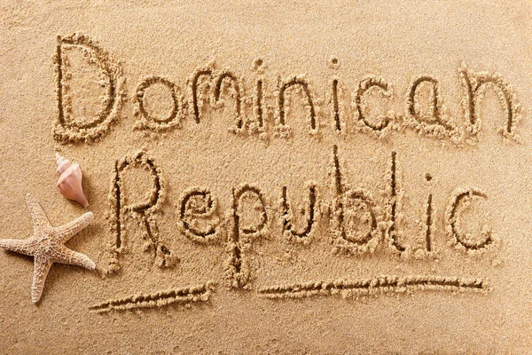 Dominik Cumhuriyeti plaj mesaj tatil konsepti yazma — Stok fotoğraf