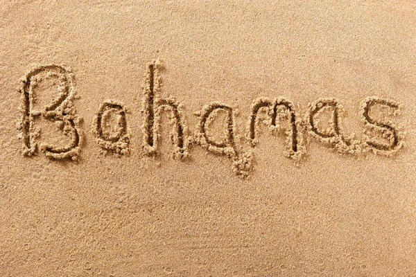 Bahamas spiaggia scrittura messaggio vacanza estiva concetto — Foto Stock