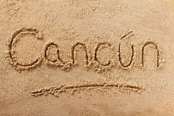 Cancun mexiko sommer strand schreiben botschaft — Stockfoto