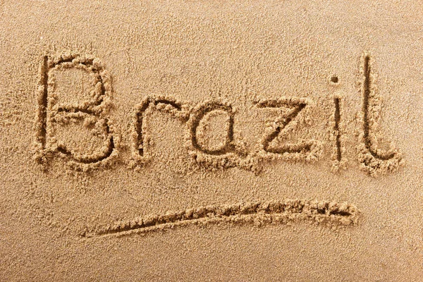 Brazil summer beach writing message travel sign concept — Stock Photo, Image