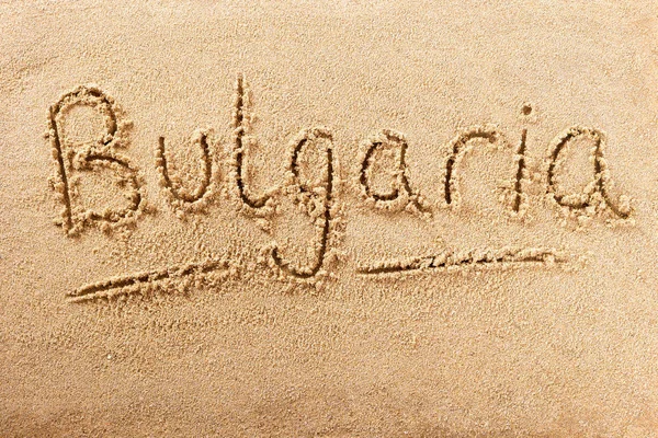 Βουλγαρία χειρόγραφη παραλία Άμμος μήνυμα — Φωτογραφία Αρχείου