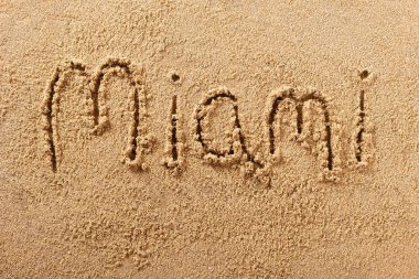 Miami Florida el yazısı plaj kum mesajı