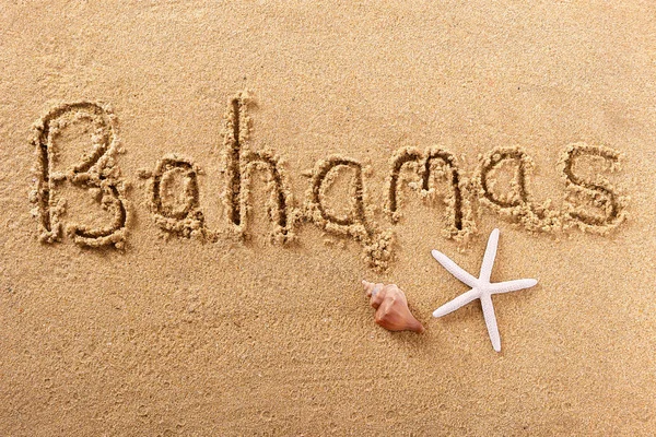 巴哈马手写海滩沙滩消息 — 图库照片