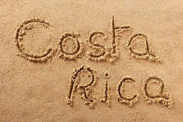 Costa Rica spiaggia scritta a mano sabbia messaggio — Foto Stock