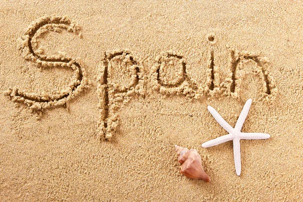 Spain beach sand sign — Stock Photo, Image
