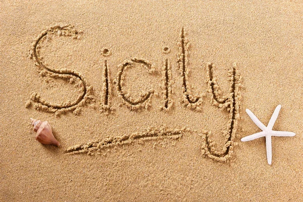 Sizilien Strand Sandschild — Stockfoto