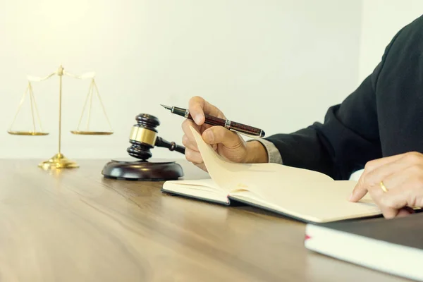 Judge Gavel Justice Lawyers Businessman Suit Lawyer Working Legal Law — Stock Photo, Image