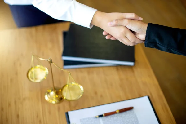 Judge Woman Gavel Justice Lawyers Having Meeting Team Law Firm — Stock Photo, Image