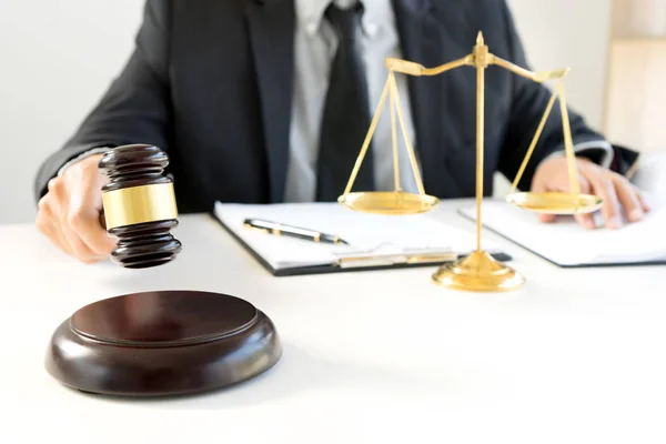 Judge Gavel Justice Lawyers Businessman Suit Lawyer Working Legal Law — Stock Photo, Image