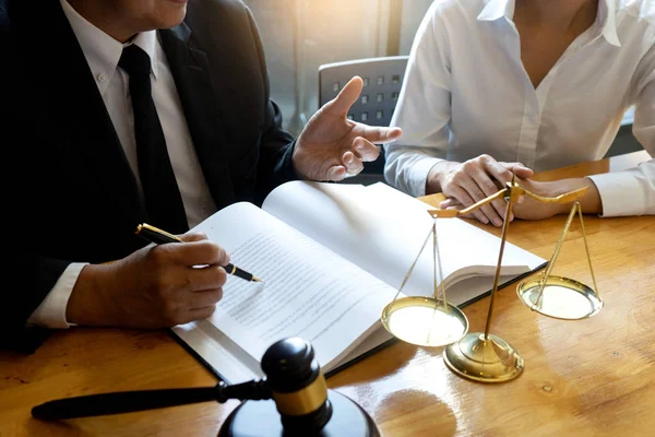 Lawyer or judge gavel with balance work — Stock Photo, Image