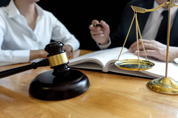 Lawyer or judge gavel with balance work — Stock Photo, Image