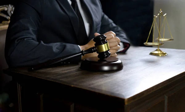 Judge lawyer gavel work in office — Stock Photo, Image