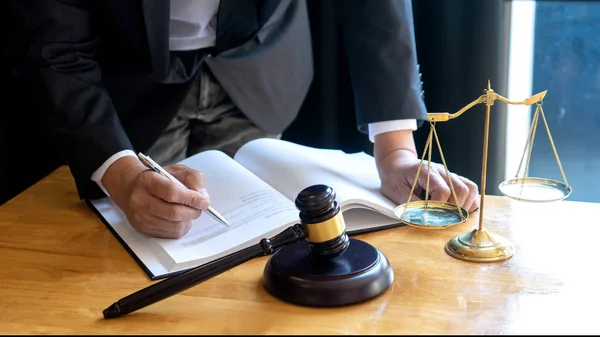 Judge lawyer gavel work in office with  balance