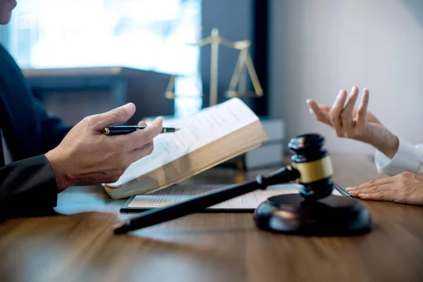 In the law office  Judge gavel with Justice lawyers, Businessman — Stock Photo, Image