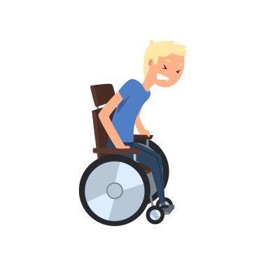 Adam tekerlekli, Engelli İnsanlar kavramı vektör çizim beyaz bir arka plan rehabilitasyonu almaya çalışırken devre dışı