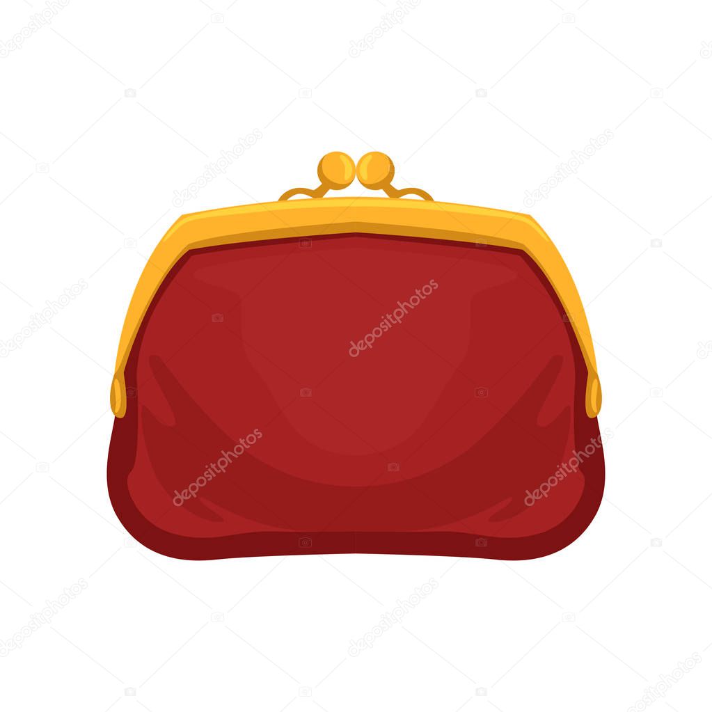 Red retro purse, money and finance vector Illustration on a white background