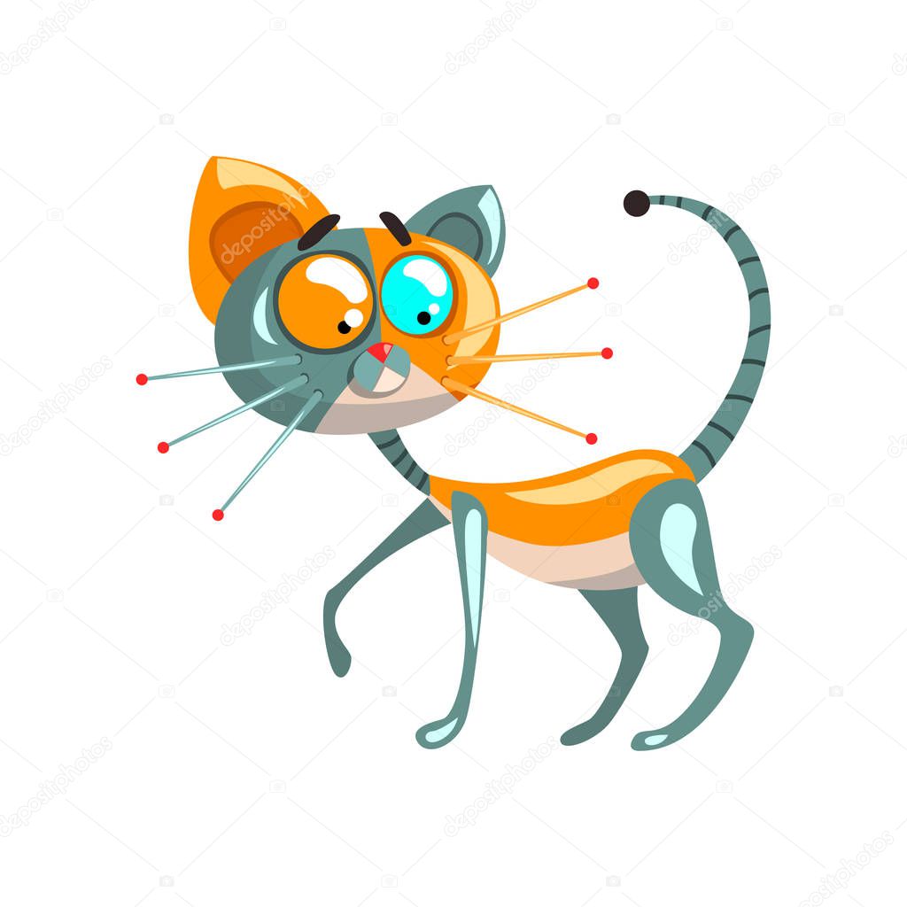 Cute robotic cat, artificial intelligence concept vector Illustrations on a white background