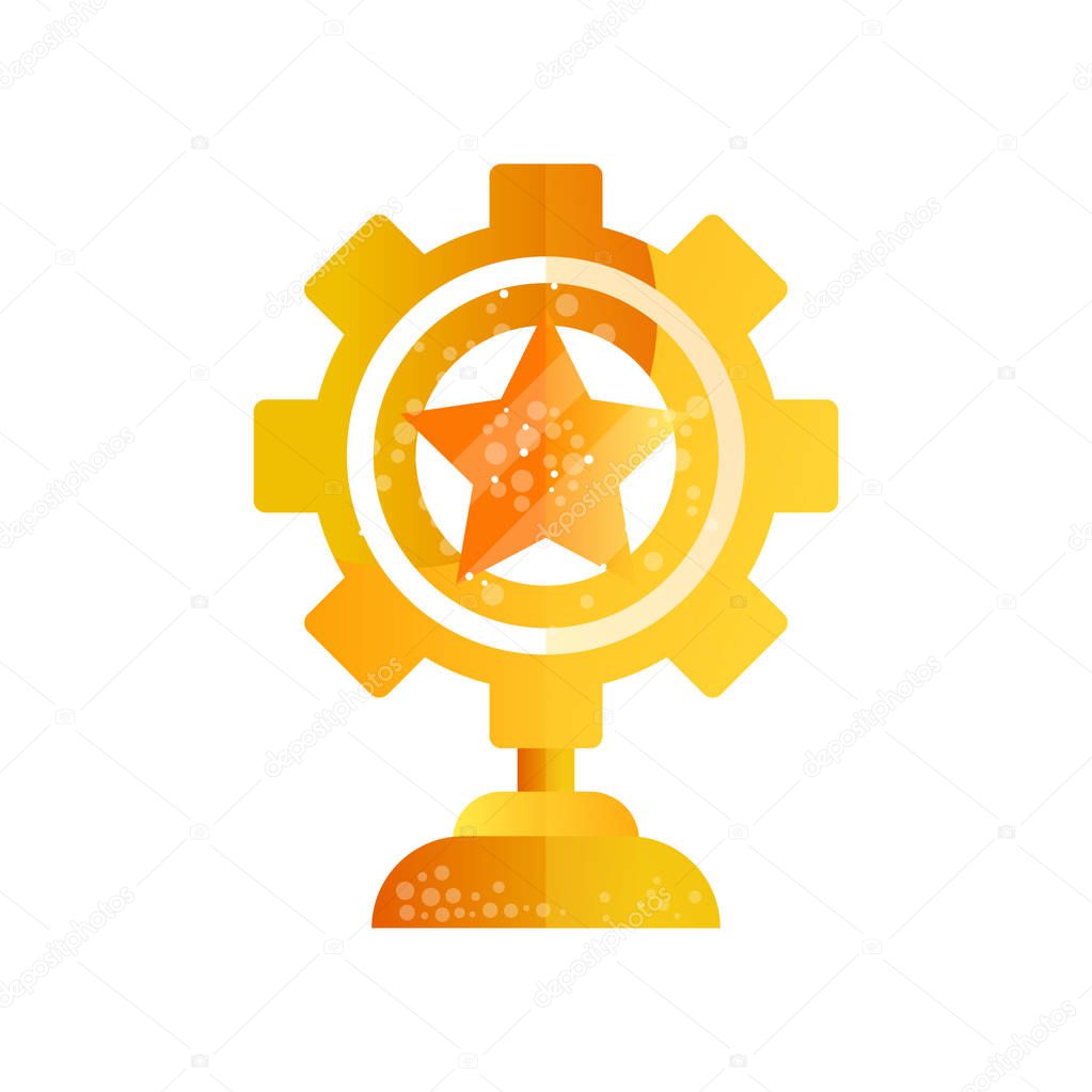 Cog wheel golden award vector Illustration on a white background