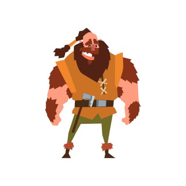 Kas viking savaşçı karakter vektör çizim beyaz bir arka plan üzerinde