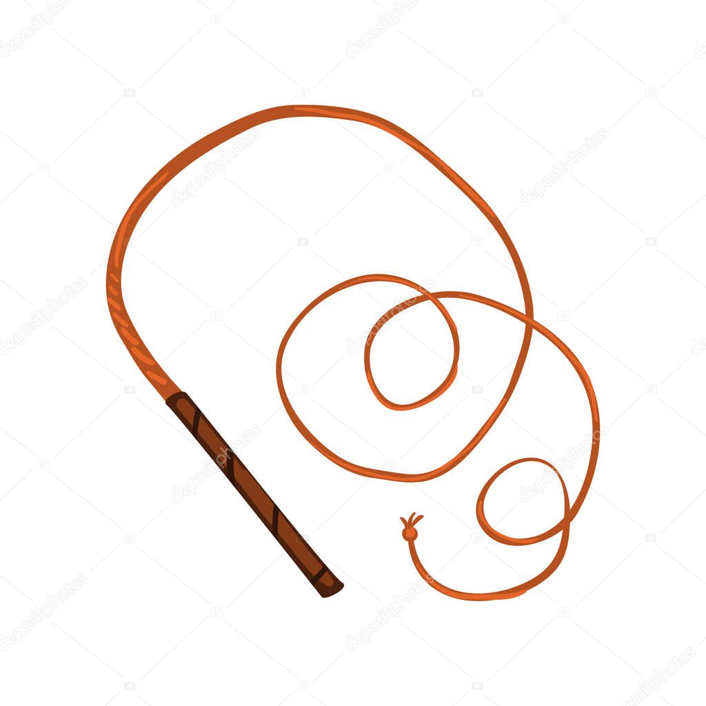 Traditional leather whip vector Illustration isolated on a white background.