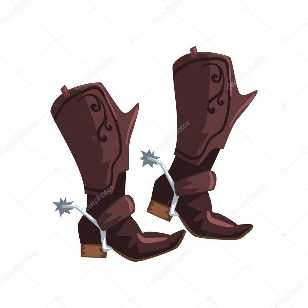 Pair of cowboy leather boots vector Illustration on a white background