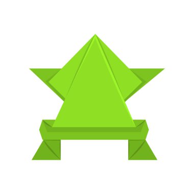 Origami tekniği vektör çizim beyaz bir arka plan yapılan yeşil kağıt kurbağa