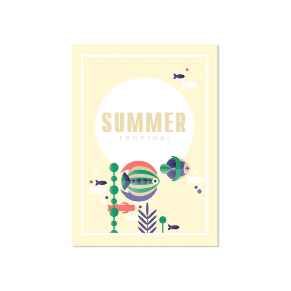 热带夏日横幅模板, 时尚季节背景为海报, flayer, 明信片, 封面, 小册子, 印刷品, 邀请向量插图 — 图库矢量图片