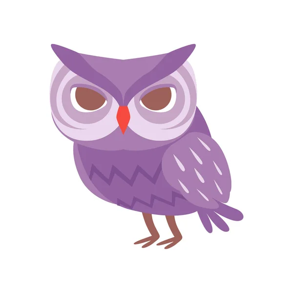Cute cartoon purple owlet bird character vector Illustration on a white background — Stock Vector