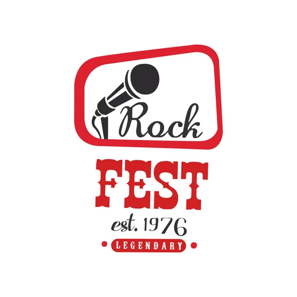 Rock fest. legendary logo since 1976, black and red festival poster vector Illustration on a white background — Stock Vector