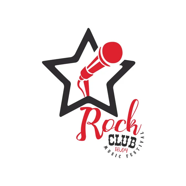 Rock club, music festival logo, 18.04, emblem for Rock fest. or club vector Illustration on a white background — Stock Vector