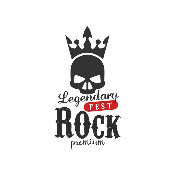 Festival legendario, logotipo Rock premium, emblema para club de rock, festival, fiesta de guitarra o vector de interpretación musical Ilustración sobre fondo blanco — Vector de stock