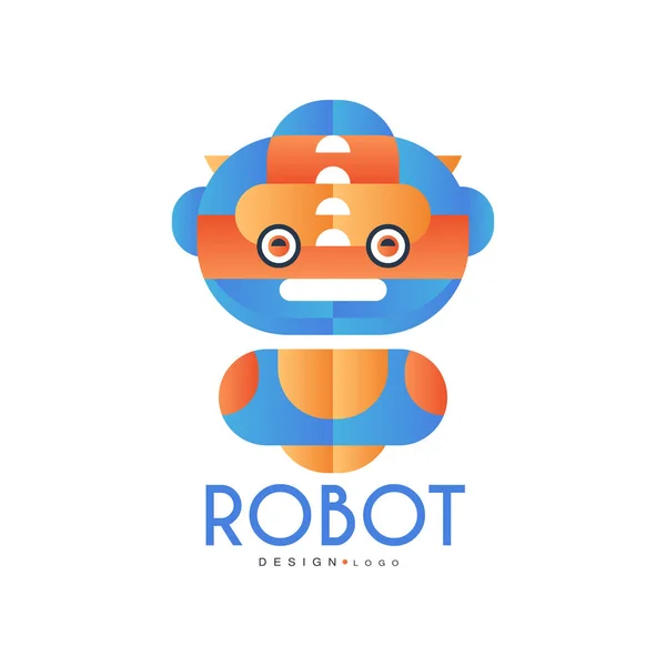Robot logo ontwerp, badge voor bedrijfsidentiteit, technologie of computer gerelateerde diensten vector illustratie op een witte achtergrond — Stockvector