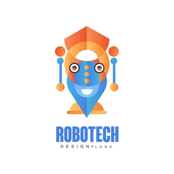 Robotech logo ontwerp, badge voor bedrijfsidentiteit, technologie of computer gerelateerde diensten vector illustratie op een witte achtergrond — Stockvector