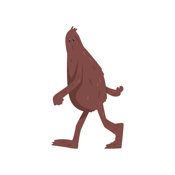 Vriendelijke bigfoot stripfiguur lopen vector illustratie op een witte achtergrond — Stockvector