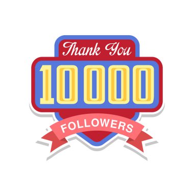 Teşekkür ederim 10000 takipçileri numaraları, sosyal ağlar, çok sayıda arkadaş ve aboneleri kutluyor Kullanıcı için şablon üzerinde beyaz bir arka plan illüstrasyon vektör