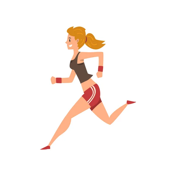 Mladá žena v sportovní, aktivního zdravého životního stylu koncept kreslené vektorové ilustrace na bílém pozadí — Stockový vektor