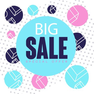 Büyük satış özel indirim banner şablon tasarımı, mevsimlik indirimli, poster vektör çizim reklam