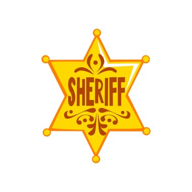 Altın altıgen Şerif yıldızlı rozet vektör çizim beyaz bir arka plan