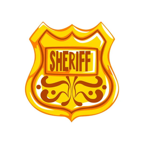 Szeryf Golden shield odznaka wektor ilustracja na białym tle — Wektor stockowy