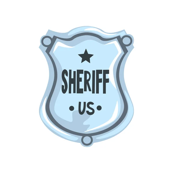 Silver sheriff shield badge, American justice emblem vector Illustration on a white background — Stock Vector
