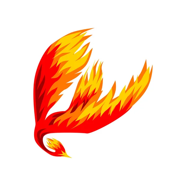Phoenix, flaming mythical firebird flying vector Illustration on a white background — Stock Vector