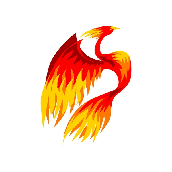 白い背景に分離されたフェニックス鳥、妖精の火の鳥のベクトル図 — ストックベクタ