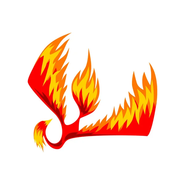 Flaming phoenix bird, mythical firebird vector Illustration on a white background — Stock Vector