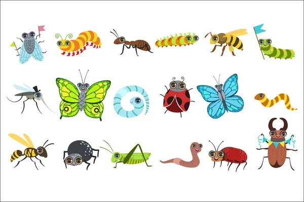 Insect Cartoon beelden Set — Stockvector